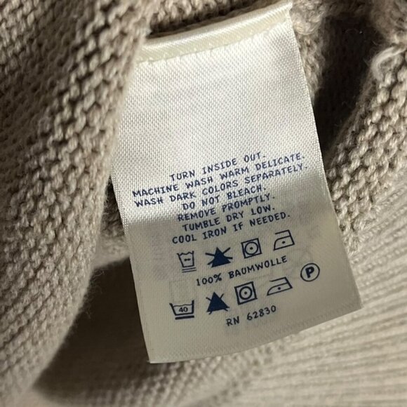 Lands End Kids Boys M Sweater Fair Isle Cotton Button Neck Holiday‎ Tan Red - Picture 5 of 5